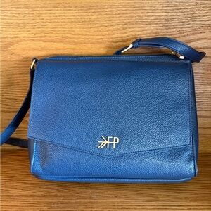 Freshly Picked Blue Leather Crossbody Diaper Bag ECU/New